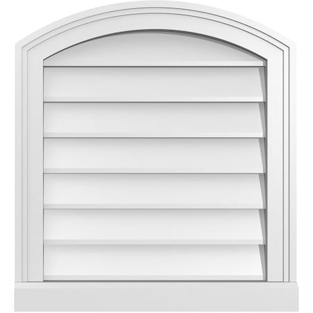Ekena Millwork Arch Top Surface Mount PVC Gable Vent: Functional, w/ 2"W x 2"P Brickmould Sill Frame, 20"W x 22"H GVPAR20X2203SF
